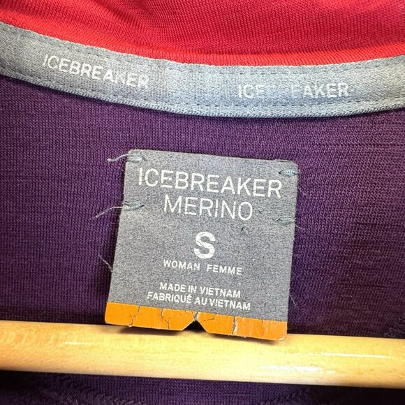 Icebreaker Merino Womens Size Small Full Zip Hooded Jacket Purple Wool - Picture 4 of 5